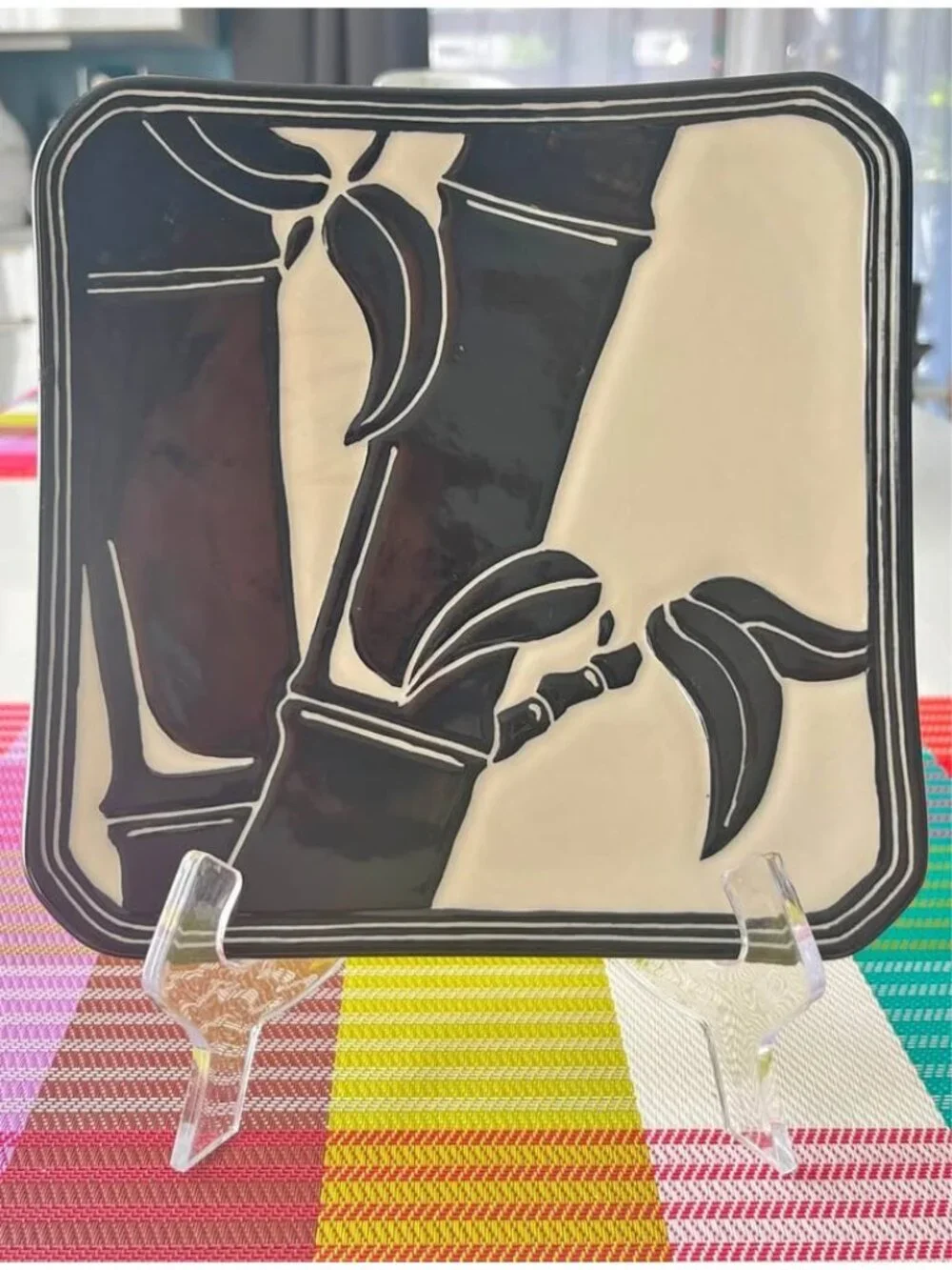 Vintage Lee Ceramic Signed Bamboo Plate-Hawaii